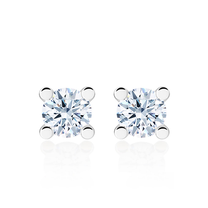 MR 오벌 솔리테어 귀걸이 14k 화이트골드 0.3ct