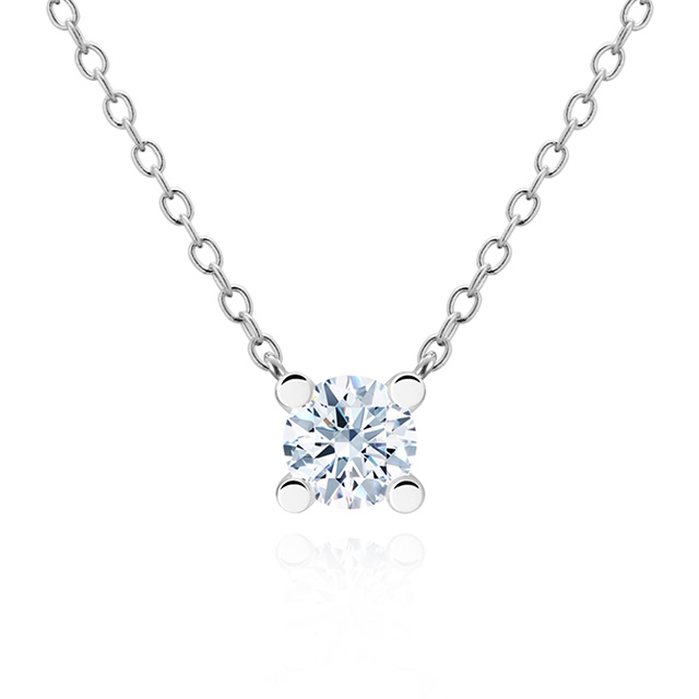 MR 오벌 솔리테어 목걸이 14k 화이트골드 0.3ct