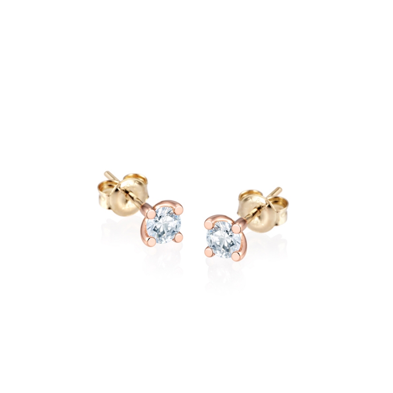 MR Oval Solitaire 0.2ct earring 14k Red gold
