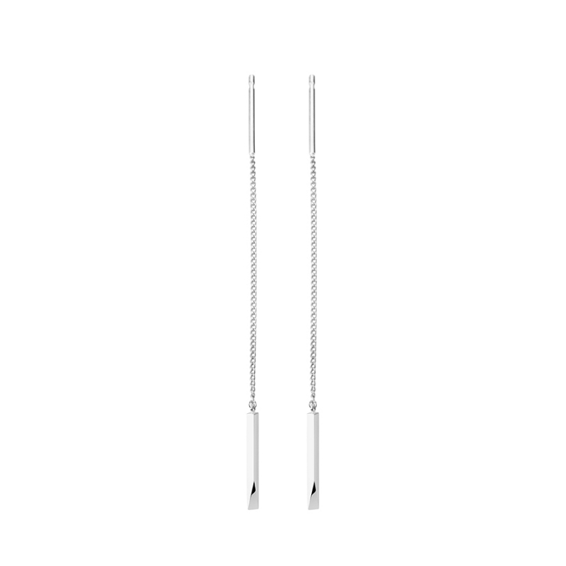 Stick wedge chain drop earring Sterling silver
