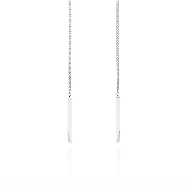 스틱 웨지 체인 귀걸이 Silver_925