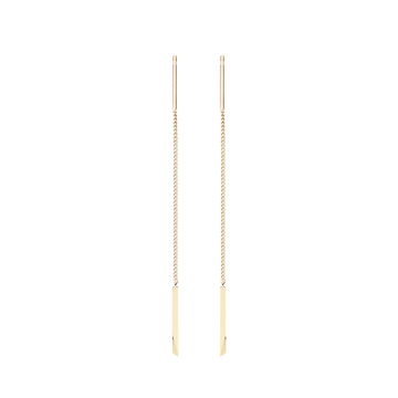 Stick wedge chain drop earring 14k gold