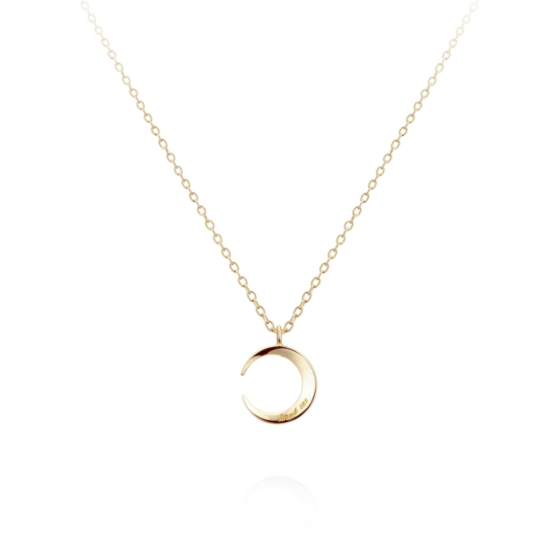 Lunar crescent pendant (S-mini) 14k gold CZ
