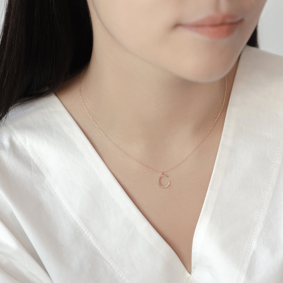 월령 목걸이 (소mini) 14k 레드골드 CZ