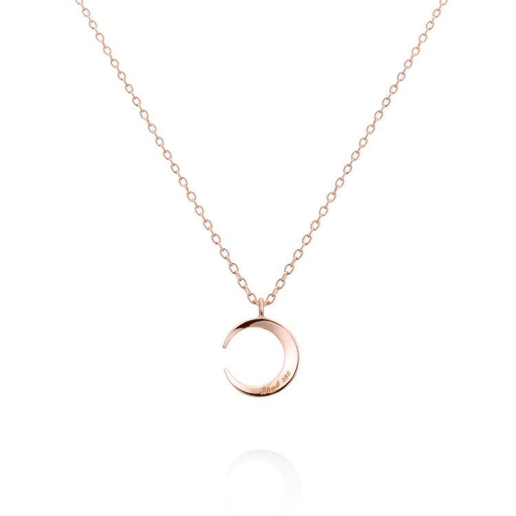 Lunar crescent pendant (S-mini) 14k Red gold CZ