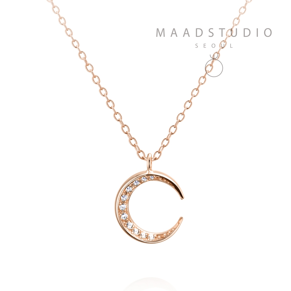 Lunar crescent pendant (S-mini) 14k Red gold CZ