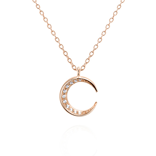 월령 목걸이 (소mini) 14k 레드골드 CZ