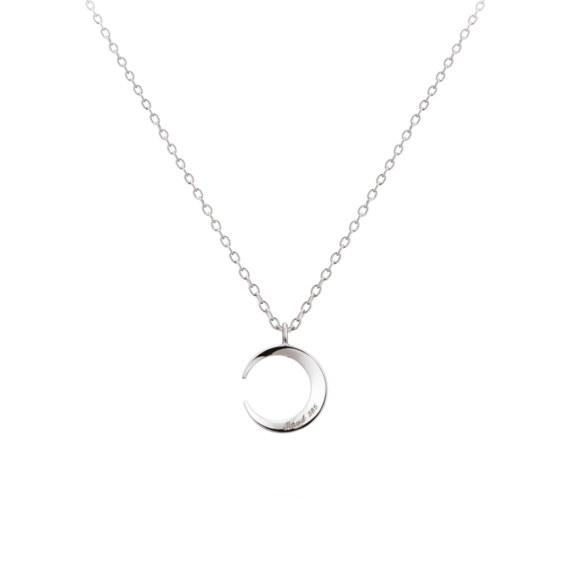Lunar crescent pendant (S-mini) 14k White gold CZ