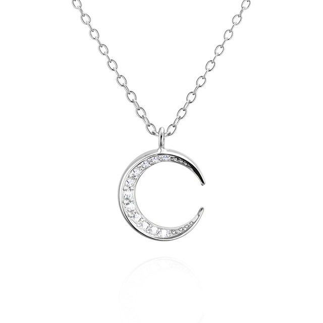 월령 목걸이 (소mini) 14k 화이트골드 CZ
