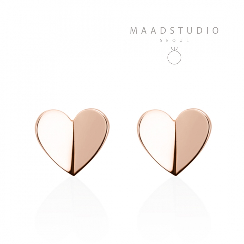 Heart clover earring 14k Red gold