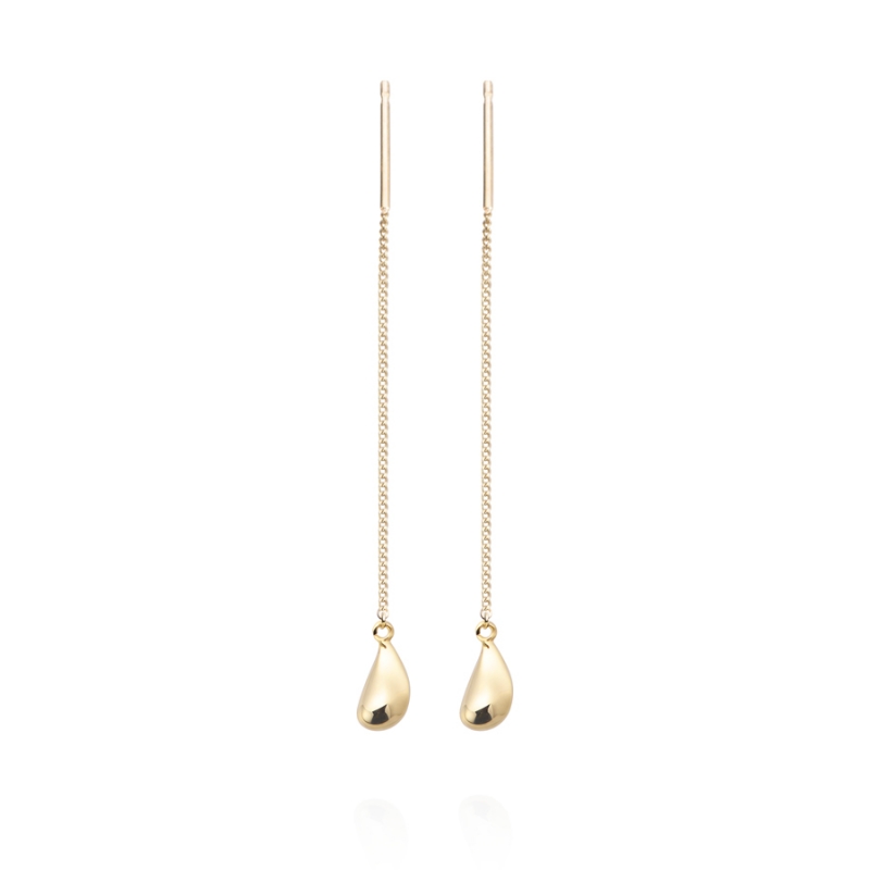 Dewdrop chain drop earring (S) 14k gold
