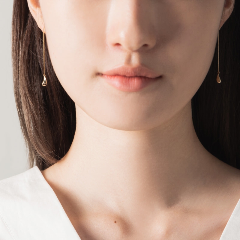 Dewdrop chain drop earring (S) 14k gold