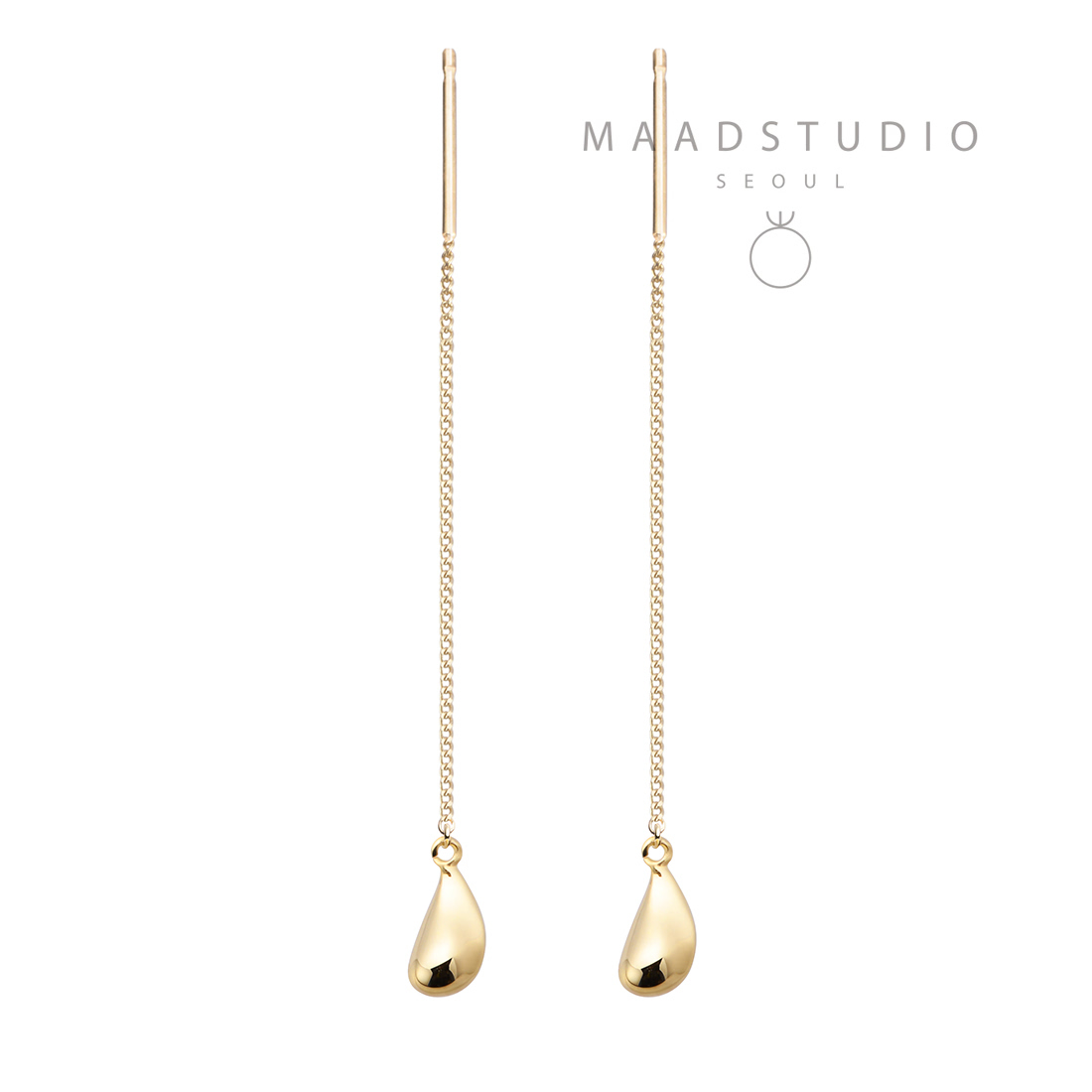 Dewdrop chain drop earring (S) 14k gold