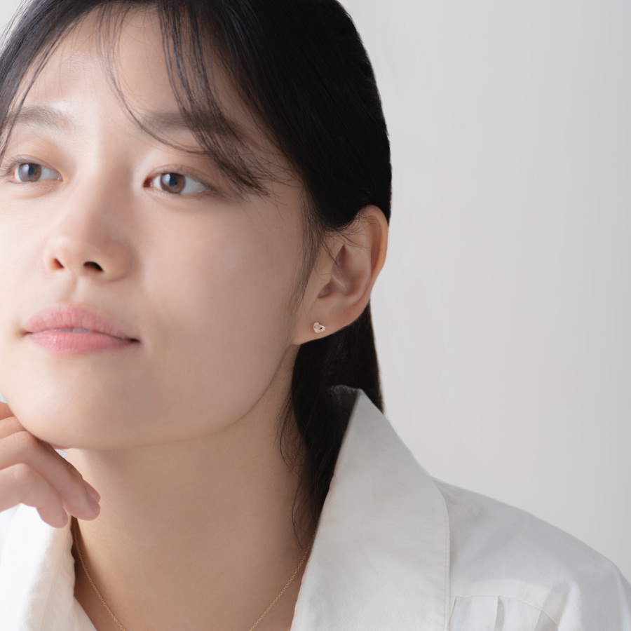 치즈하트 귀걸이 14k 레드골드