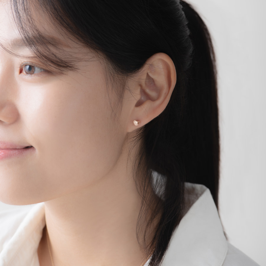 치즈하트 귀걸이 14k 레드골드