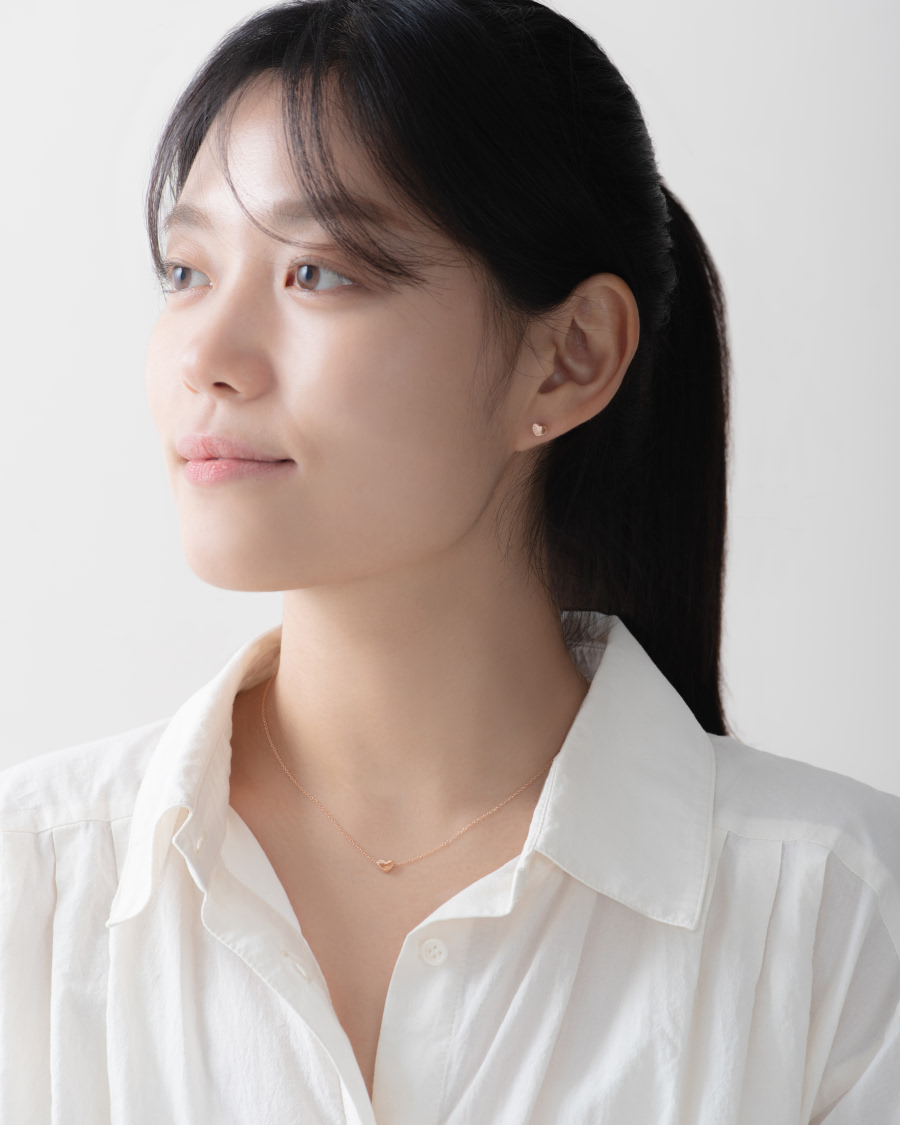 치즈하트 귀걸이 14k 레드골드