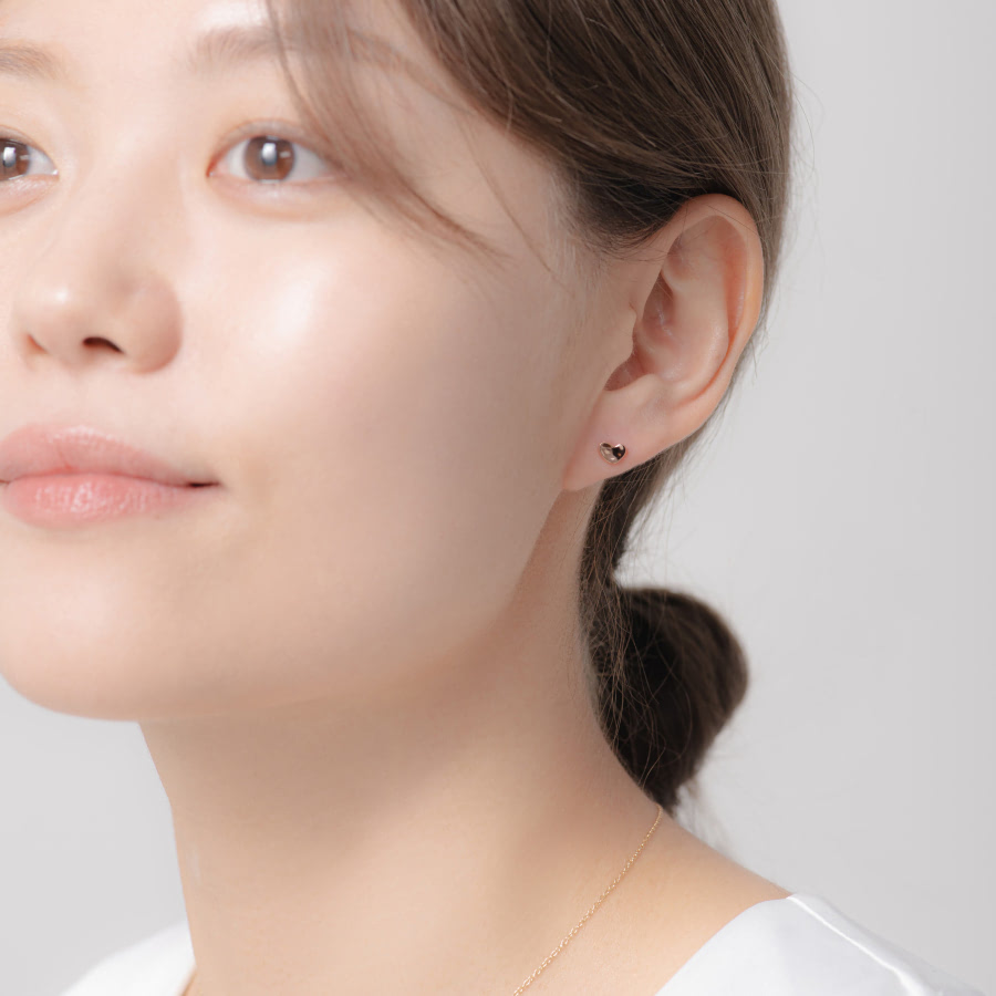 치즈하트 귀걸이 14k 레드골드