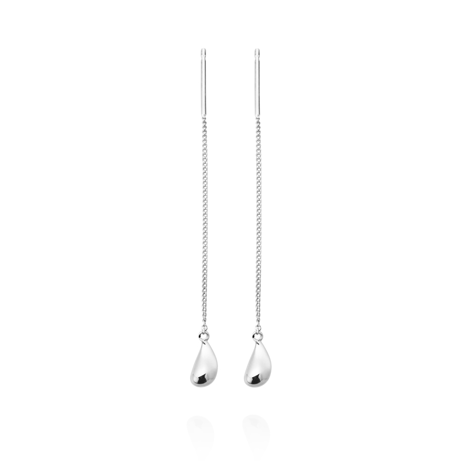 Dewdrop chain drop earring (S) 14k white gold