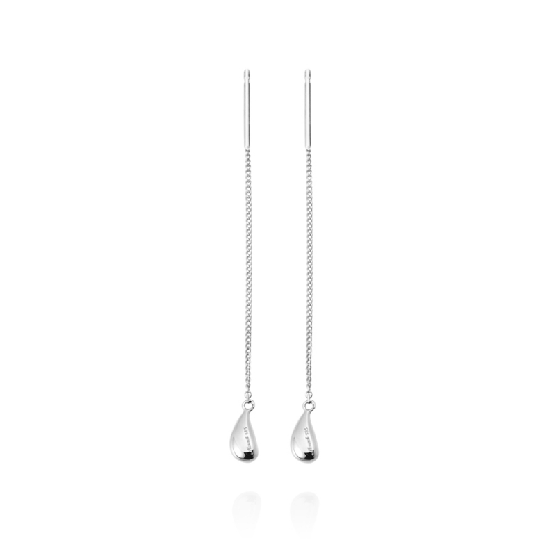Dewdrop chain drop earring (S) 14k white gold