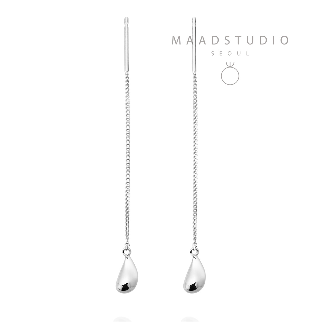 Dewdrop chain drop earring (S) 14k white gold