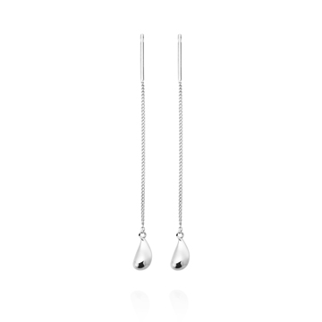 Dewdrop chain drop earring (S) 14k white gold