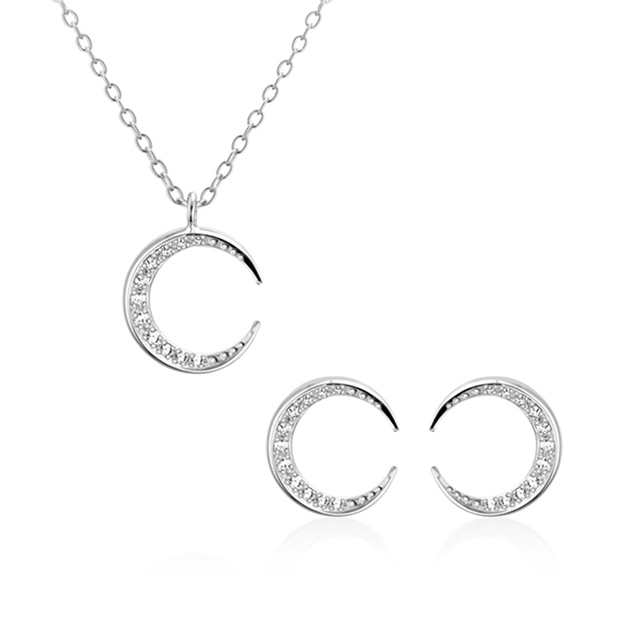 월령 Set (소mini+소mini) 14k 화이트골드 CZ