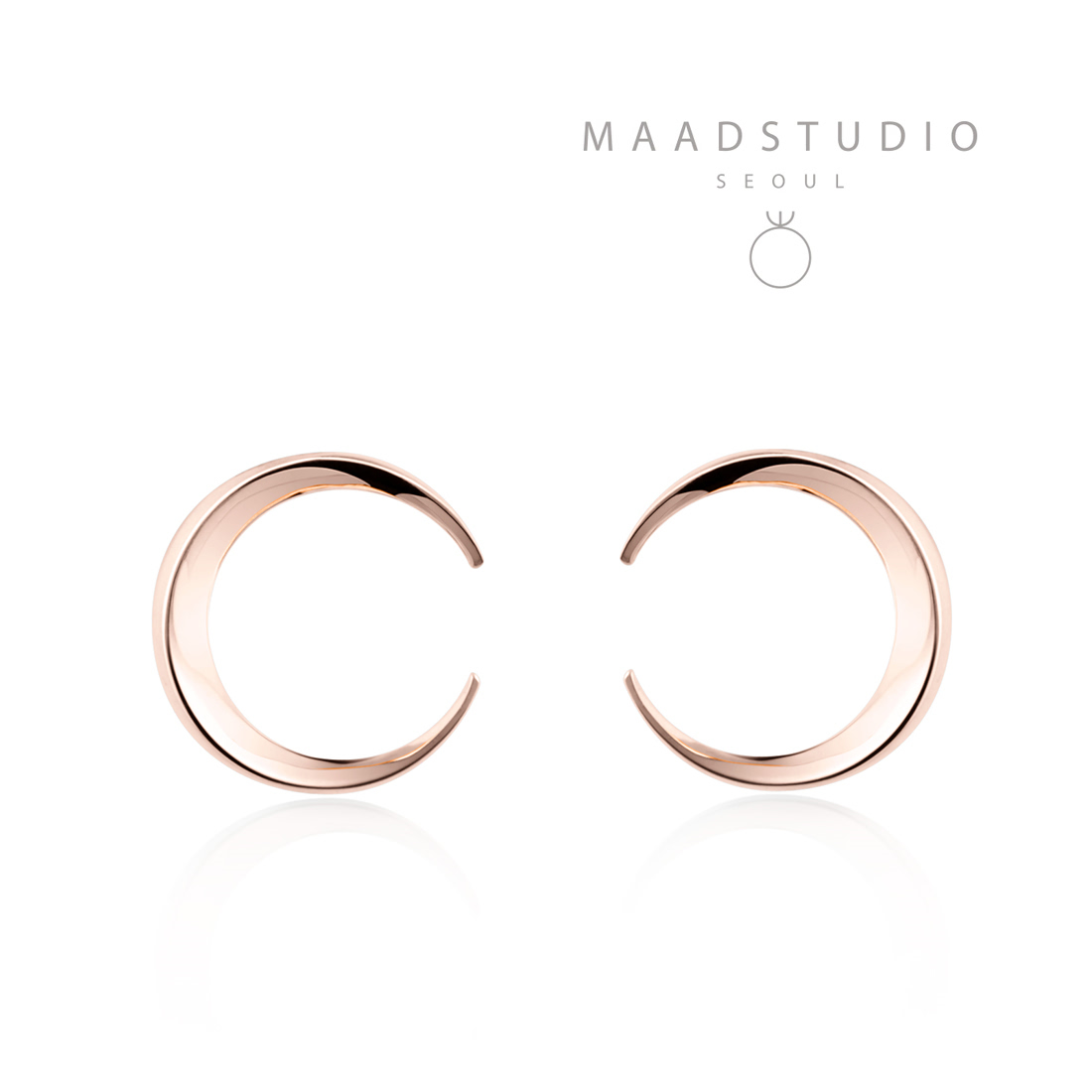 Lunar crescent earring (S-mini) 14k Red gold