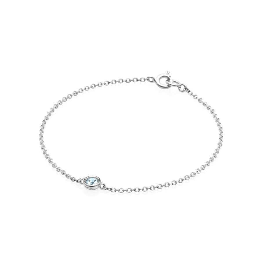 Hemisphere bracelet 14k White gold aquamarine 0.14ct