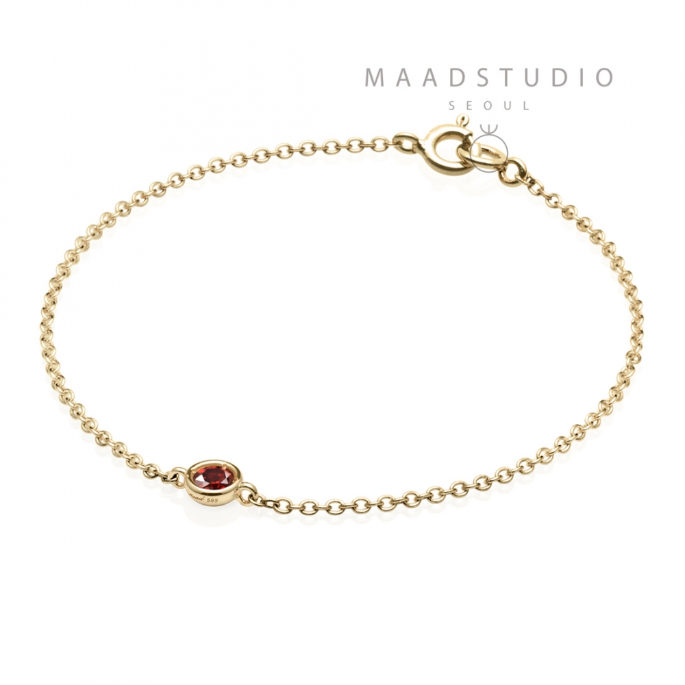 Hemisphere bracelet 14k gold garnet 0.14ct