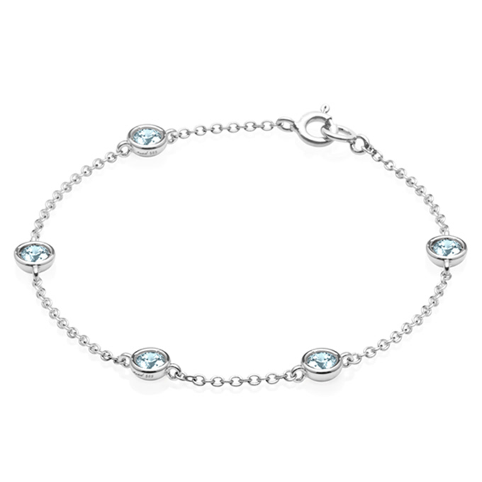 헤미스피어 팔찌 (5 unit) 14k 화이트골드 aquamarine 0.14ct