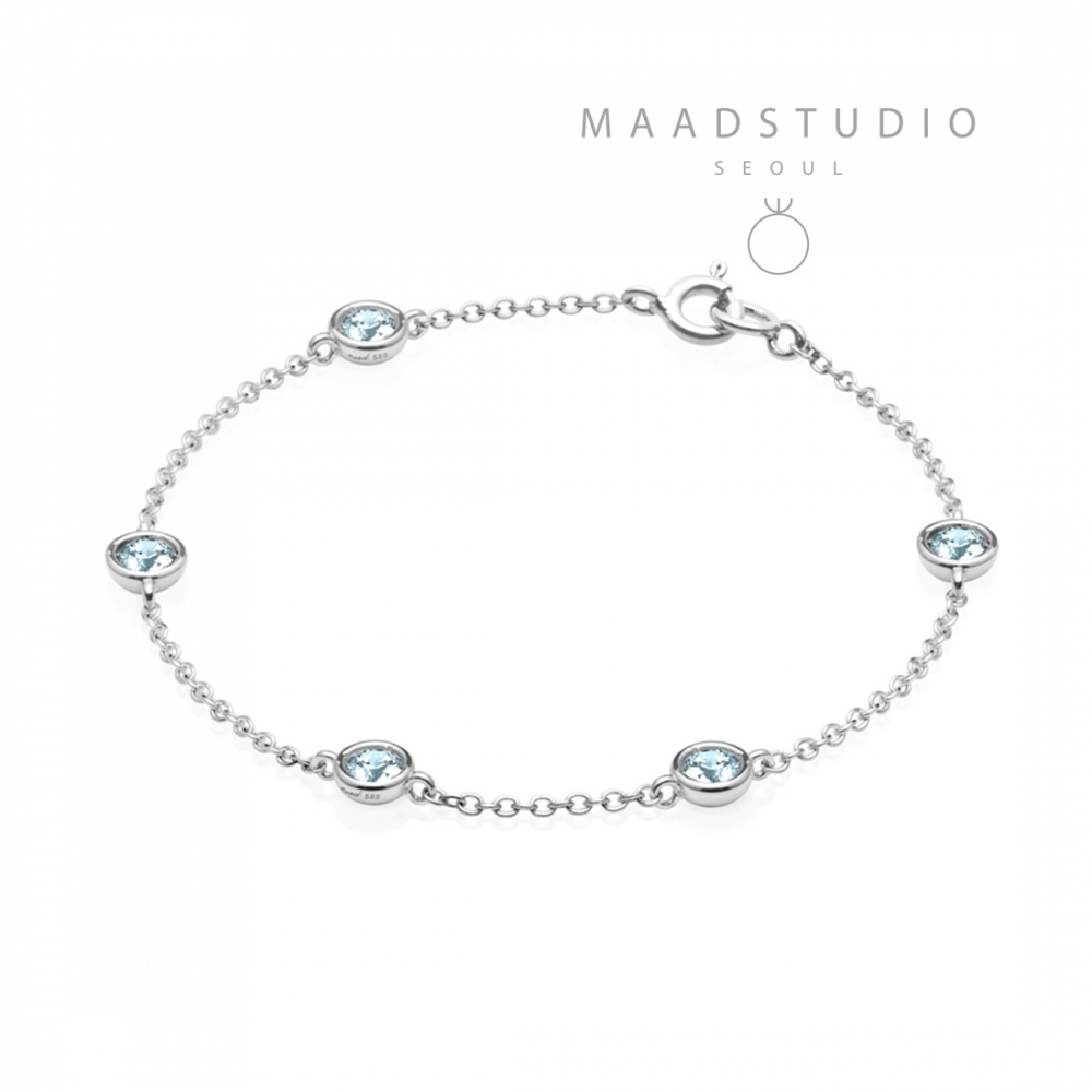 Hemisphere bracelet (5unit) 14k White gold aquamarine 0.14ct