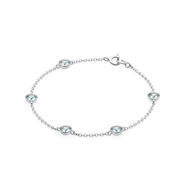 Hemisphere bracelet (5unit) 14k White gold aquamarine 0.14ct