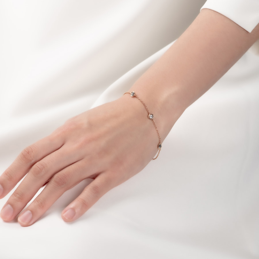 헤미스피어 팔찌 (5 unit) 14k 레드골드 0.14ct