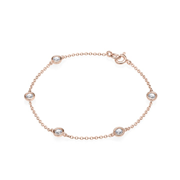 Hemisphere bracelet (5unit) 14k Red gold CZ 0.14ct