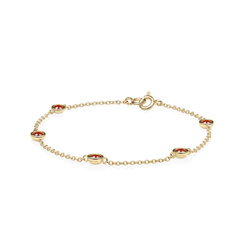 Hemisphere bracelet (5unit) 14k gold garnet 0.14ct