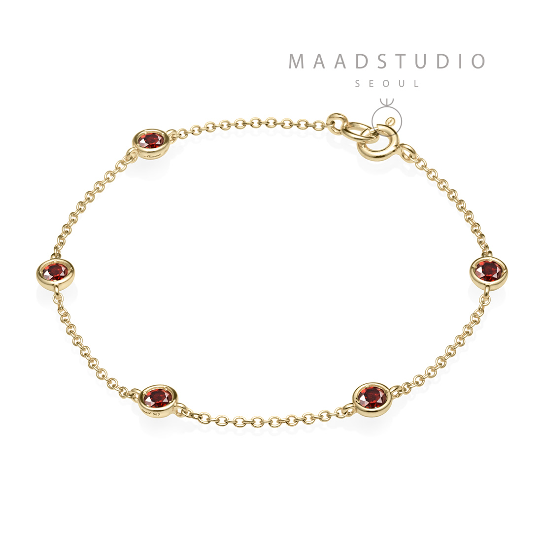 Hemisphere bracelet (5unit) 14k gold garnet 0.14ct