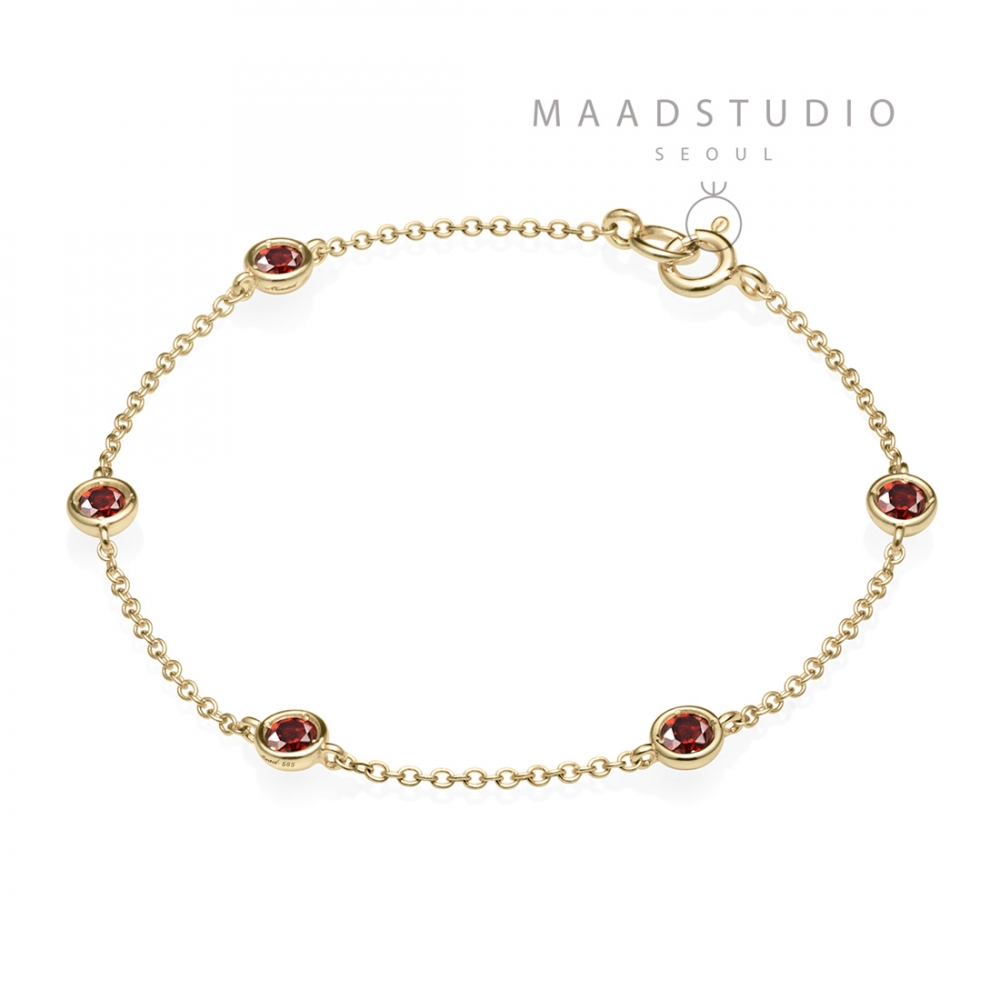 Hemisphere bracelet (5unit) 14k gold garnet 0.14ct