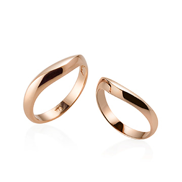 Lake wave wedding ring Set (M&S) 14k Red gold