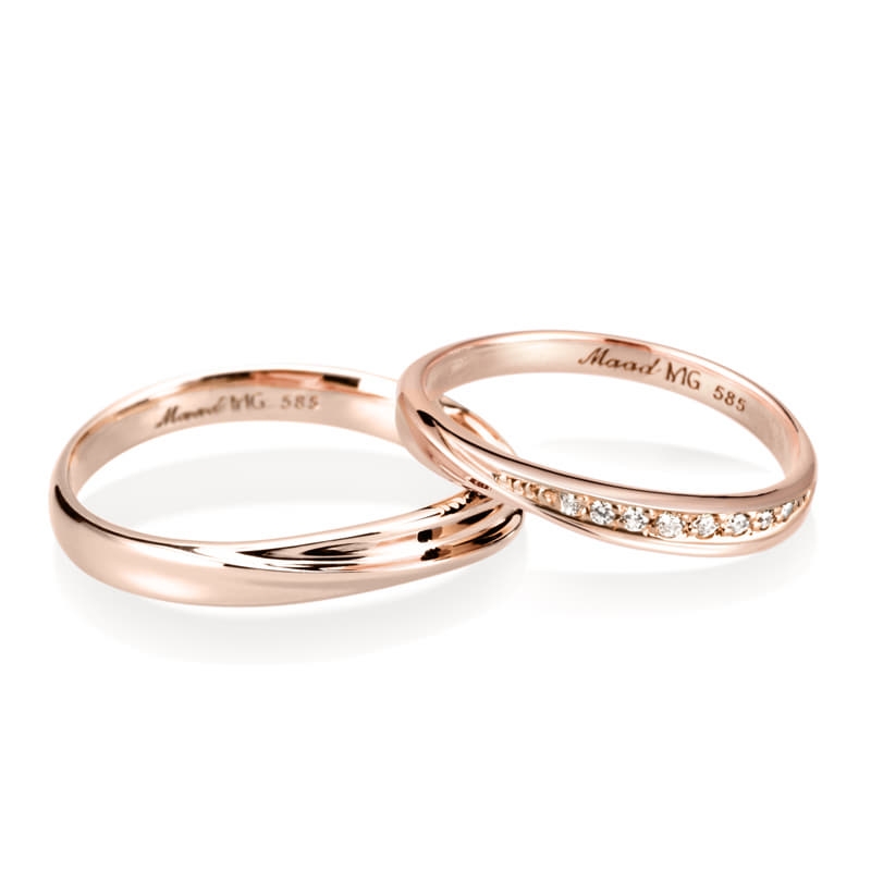 Infinity II MG wedding ring Set (M&S) 14k Red gold Diamond