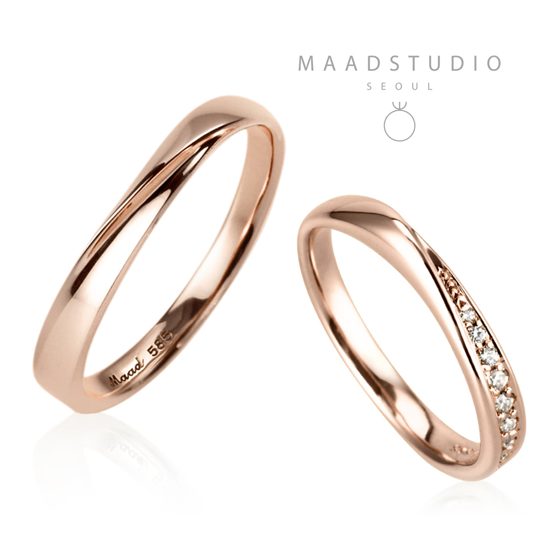 Infinity I wedding ring Set (S&SS) 14k Red gold