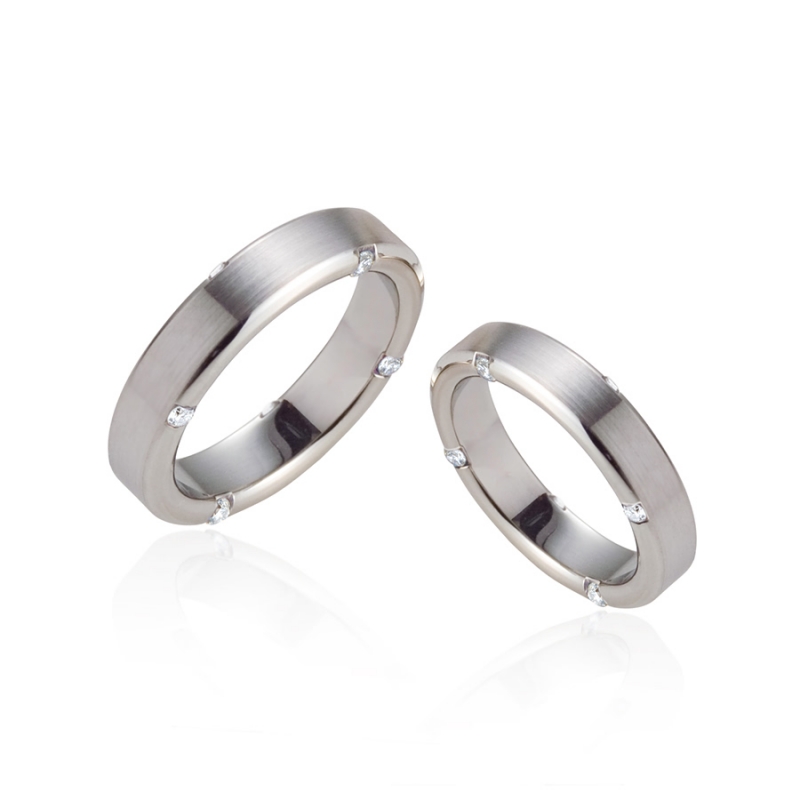Guidance wedding ring Set (L&S) 14k White gold CZ
