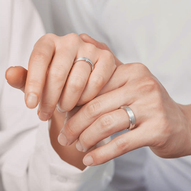 Guidance wedding ring Set (L&S) 14k White gold CZ