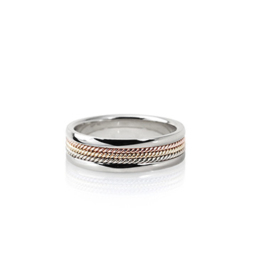 Roman wired ring (S) 14k white gold & Trinity gold