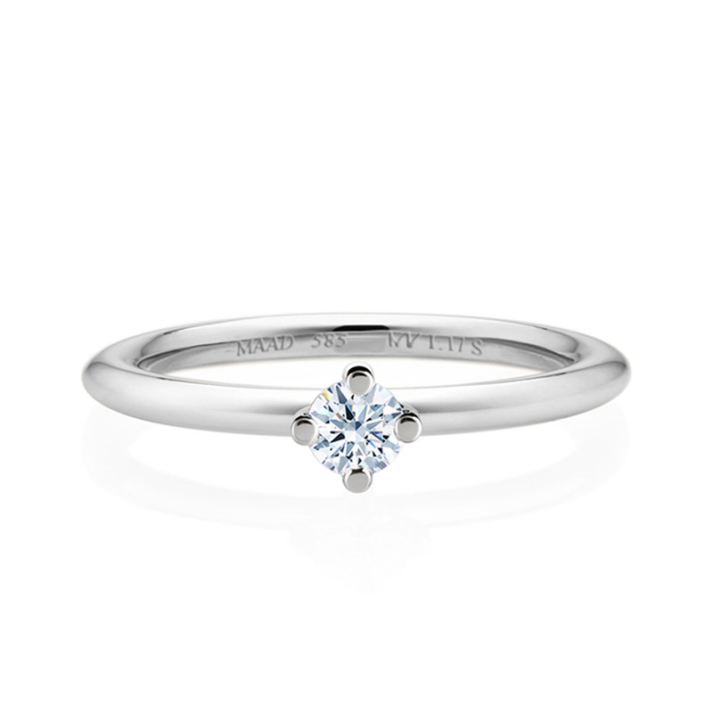 MR-I 오벌밴드_Raised 오벌 솔리테어링 1.7mm (소) 14k 화이트골드 0.2ct