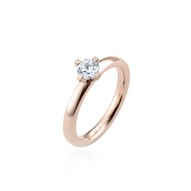 MR-VIII Raised square 0.3ct Solitaire ring 2.2mm 14k Red gold CZ 0.3ct