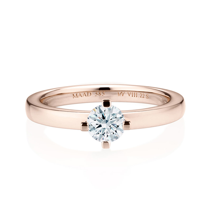 MR-VIII 스퀘어밴드_Raised 스퀘어 솔리테어링 2.2mm (소) 14k 레드골드 0.3ct