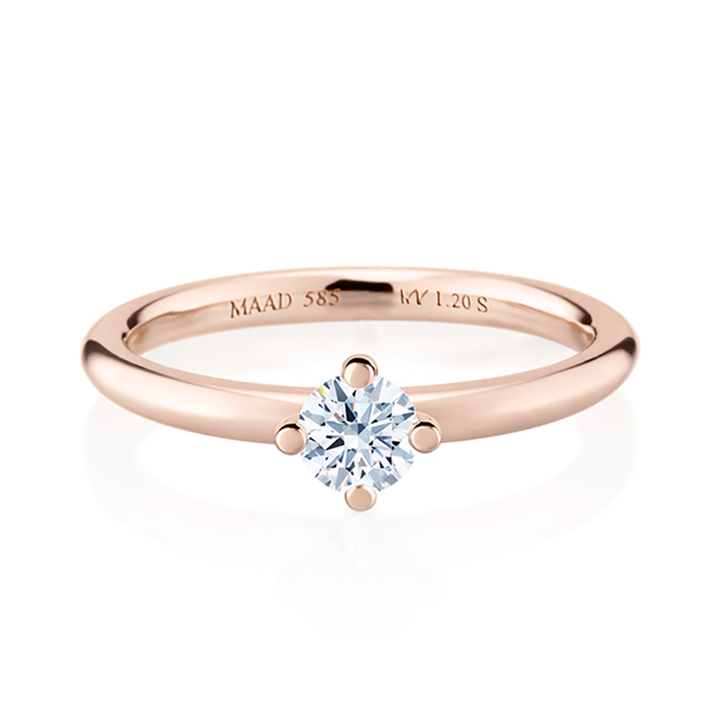 MR-I 오벌밴드_Raised 오벌 솔리테어링 2.0mm (소) 14k 레드골드 0.3ct