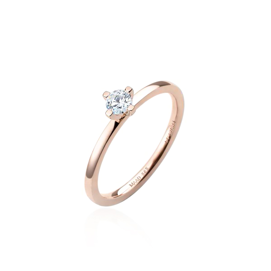 MR-VII 스퀘어밴드 스퀘어 솔리테어링 1.5mm (소) 14k 레드골드 0.2ct