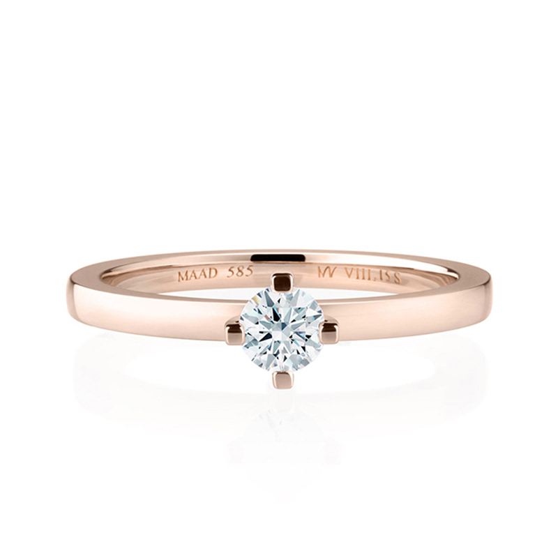 MR-VII 스퀘어밴드 스퀘어 솔리테어링 1.5mm (소) 14k 레드골드 0.2ct