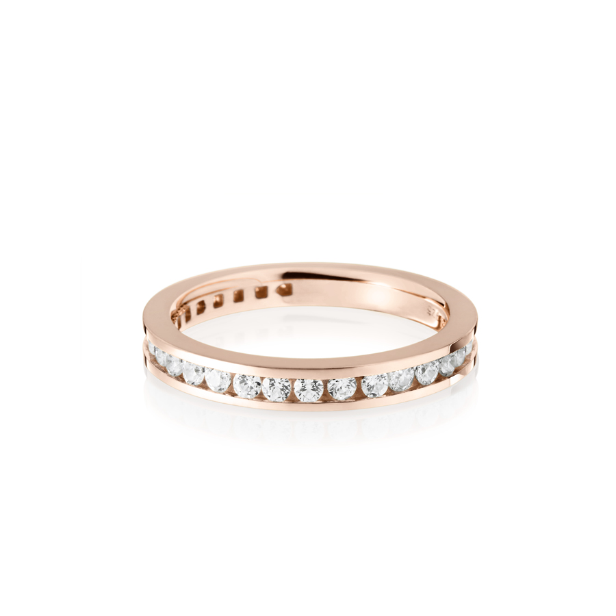 Princess wedding band ring (M) 14k Red gold CZ